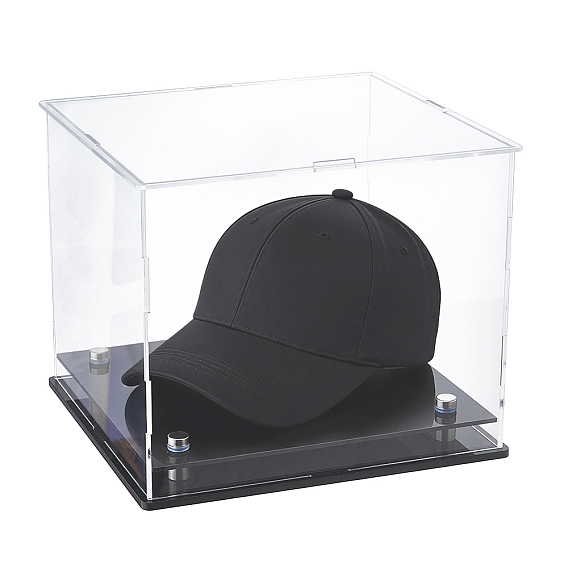 Vitrines transparentes en acrylique pour figurines avec socle noir, pour les chiffres, carrée