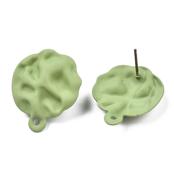 Окрашенные спрей железные серьги, с горизонтальными петлями, забитый плоский круглый