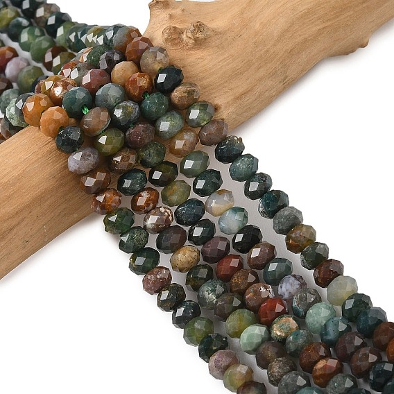 Природного индийского агата шарик нити, граненые, рондель