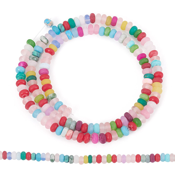 1 нити из натуральных смешанных камней, матовые, рондель, смешанные окрашенные и неокрашенные