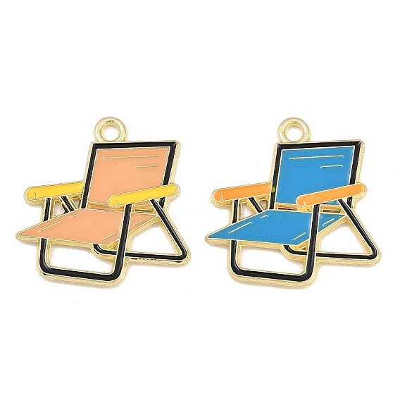 Alloy Enamel Pendants, Folding Chair Charms, Golden