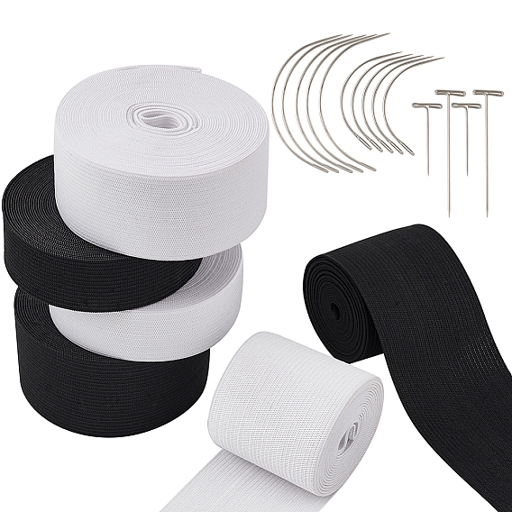 DIY ювелирные изделия, с плоским эластичным резиновым шнуром / лентой, железные изогнутые иглы в форме буквы С и стальные иглы в форме буквы Т