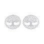 201 подвески из нержавеющей стали, гравированные металлические украшения, плоские круглые с дерева жизни