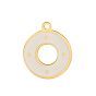 304 нержавеющей стальной эмали подвески, плоские круглые прелести, ионное покрытие (ip), реальный 14 k позолоченный