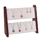 Double-Layer Wooden Jewelry Display Stand, Velvet Slot Organizer for Necklaces