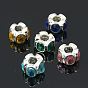Rondelle Alloy Beads with Acrylic Rhinestone, 12x7mm, Hole: 4mm