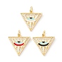 Латунные микро проложить кубического циркония подвески, с прыжковыми кольцами и эмалью, без кадмия и без свинца, реальный 18 k позолоченный, долговечный, треугольник с глазом