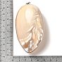 Electroplate Natural White Shell Big Pendants, Platinum Plated Brass Nuggets Charms with Iron Snap on Bails
