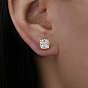 925 Sterling Silver Micro Pave Cubic Zirconia Square Stud Earrings for Women