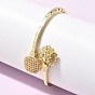 Браслеты-манжеты из латуни с микропаве из прозрачных кубических цирконий для женщин, плоские круглые и цветок