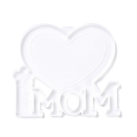Mother's Day Theme DIY Picture Frame Silicone Molds, Resin Casting Molds, For UV Resin, Epoxy Resin Jewelry Making, Heart & Word MOM
