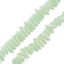 Electroplate Glass Beads Strands, Imitation Jade, Triangle