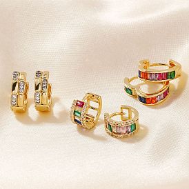 Латунные серьги обруча, с кубического циркония, золотые