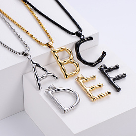 Three-dimensional 26 English letter pendant necklace exaggerated fashion jewelry men and women titanium steel couple jewelry