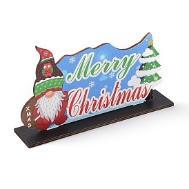 Natural Wood Display Decorations, for Christmas, Word Merry Christmas, Santa Claus/Father Christmas