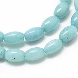 Dyed Natural Aquamarine Beads Strands, Oval