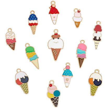 48 шт 12 стили подвески из сплава эмали, мороженое прелести