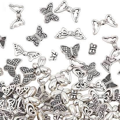 90 шт 9 стили бусины из сплава в тибетском стиле, бабочка