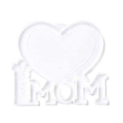 Mother's Day Theme DIY Picture Frame Silicone Molds, Resin Casting Molds, For UV Resin, Epoxy Resin Jewelry Making, Heart & Word MOM
