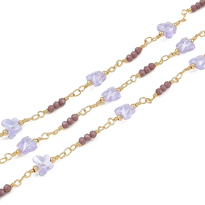 Цепочка из латуни и стекла, бабочка, с катушкой, пайки, реальный 18 k позолоченный