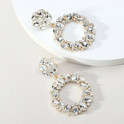 Exaggerated Fashion Crystal Alloy Round Earrings with Unique Design Sense