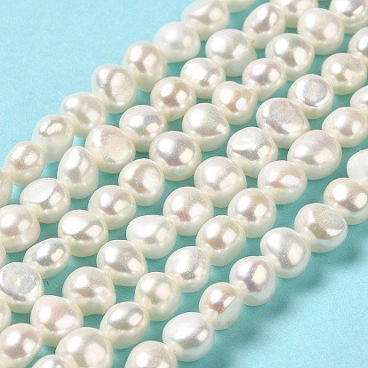 Natural Cultured Freshwater Pearl Beads Strands, Two Sides Polished, Grade 6A+