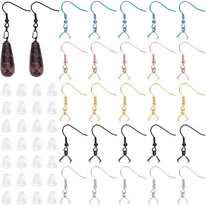 50 шт. 5 стиль 304 крючки для серег из нержавеющей стали, с поручителями, с 50 пластиковыми ушными гайками