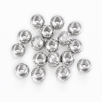 304 Stainless Steel Beads, Round with Twill