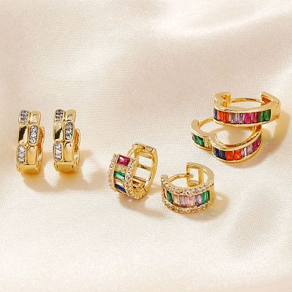 Латунные серьги обруча, с кубического циркония, золотые