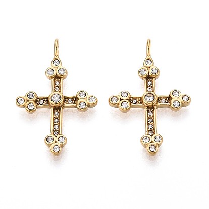 304 подвески из нержавеющей стали, со стразами, крестик