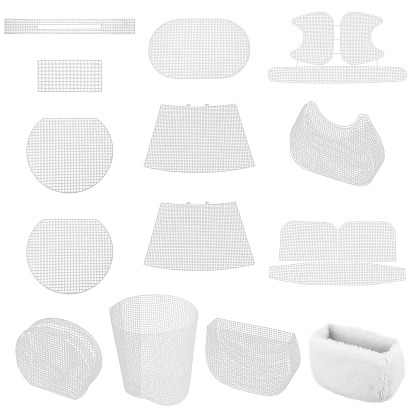 4styles de toile en maille plastique, modèle de fabrication de sac seau, pour la confection de fils, projets de tricot et de crochet