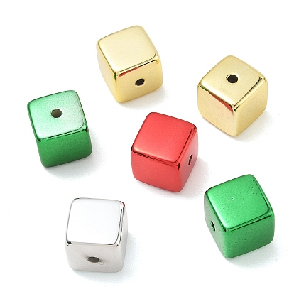Рождественские акриловые бусины с УФ-покрытием, кубические