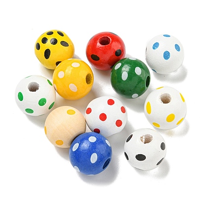 Набивные деревянные европейские бусины, круглые с точечного растра