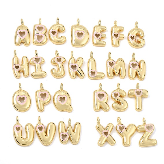 Brass Enamel Pendants, Letter A~Z Charms