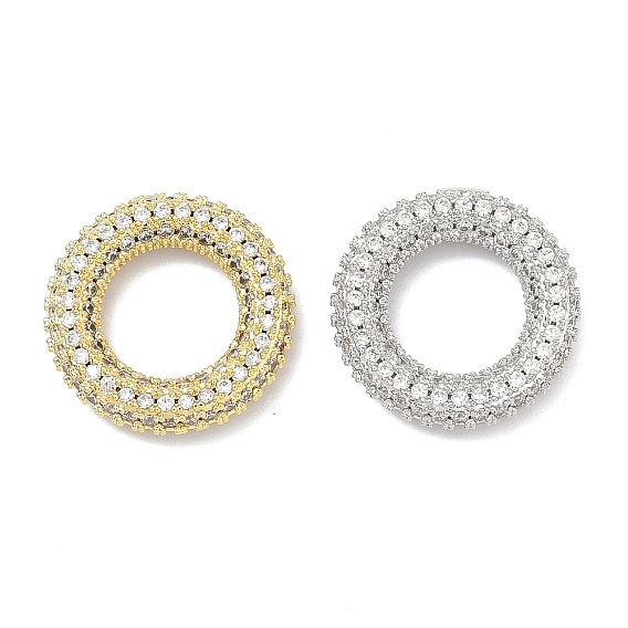 Соединительные кольца из латуни с микропейвом и прозрачным кубическим цирконием, круглые кольца, долговечный, стойки покрытие, без свинца и без кадмия