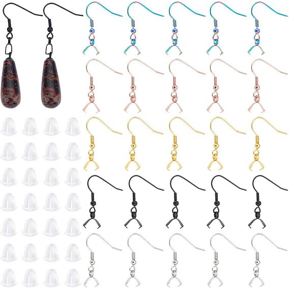 50 шт. 5 стиль 304 крючки для серег из нержавеющей стали, с поручителями, с 50 пластиковыми ушными гайками