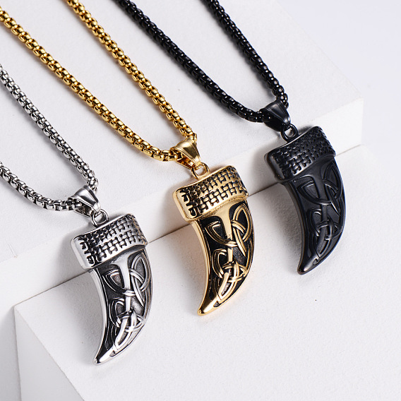 Винтажные 304 панк-ожерелья из нержавеющей стали в форме ножа викинга для мужчин