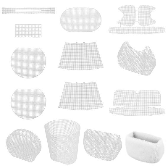 4styles de toile en maille plastique, modèle de fabrication de sac seau, pour la confection de fils, projets de tricot et de crochet