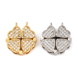 Brass Micro Pave Cubic Zirconia Pendants, Clover Charms