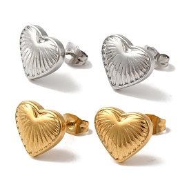 Ion Plating(IP) 304 Stainless Steel Heart Stud Earrings for Women