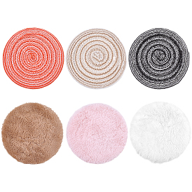 6Pcs 6 Styles Flat Round Mini Velet Carpet, for Dollhouse Accessories, Model Ground Decorations