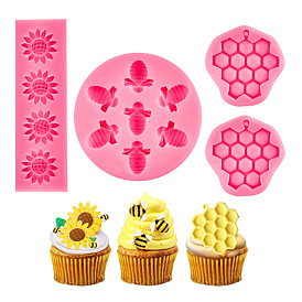 Honeycomb & Bees & Sunflower DIY Food Grade Silicone Molds, Fondant Molds, Resin Casting Molds, for Chocolate, Candy, UV Resin & Epoxy Resin Craft Making