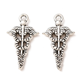 Tibetan Style Alloy Pendants, Wing with Snake Charms