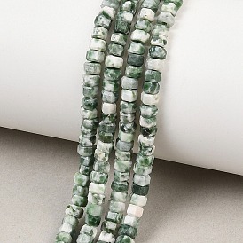 Натуральные зеленые пятна яшмовых нитей, граненые, шестиугольник