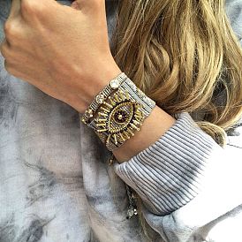 Bohemian Style Turkish Evil Eye Miyuki Beaded Bracelet Set Handmade Jewelry