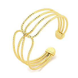 Rack Plating Brass Multi-Strand Open Cuff Bangles for Women, Cadmium Free & Lead Free, Long-Lasting Plated