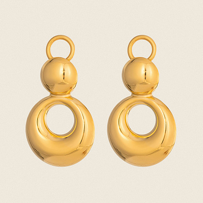304 aretes de acero inoxidable para mujer, doble anillo