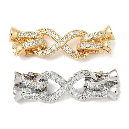 Латунное микропейв, прозрачный кубический цирконий, складные застежки, без кадмия, без никеля и без свинца, бесконечность