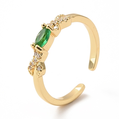 Открытое кольцо-манжета овальной формы с кубическим цирконием, настоящие позолоченные украшения из латуни для женщин, без свинца и без кадмия