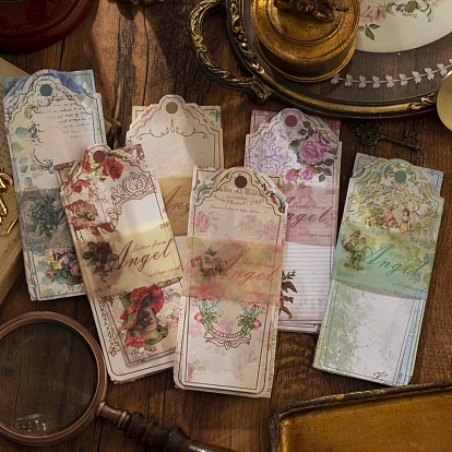 Paper Bookmarks, Vintage Style Bookmarks for Booklover, Rectangle with Flower Pattern